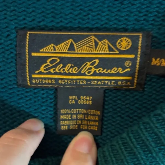 Eddie Bauer Teal 1990s Chunky Snowflake Sweater - Picture 2 of 4
